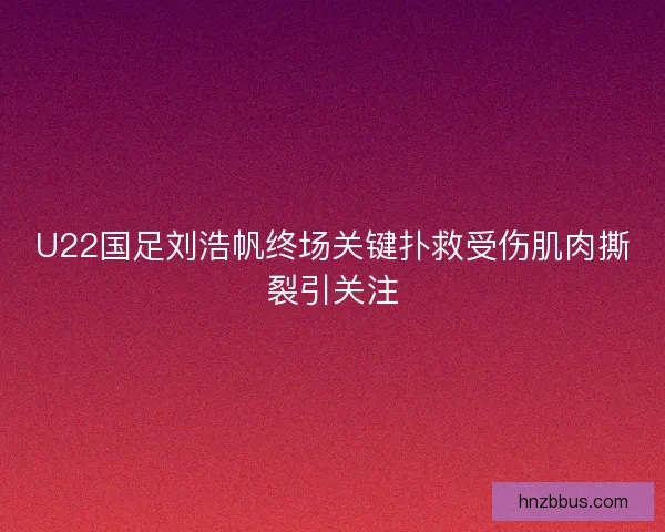 U22国足刘浩帆终场关键扑救受伤肌肉撕裂引关注