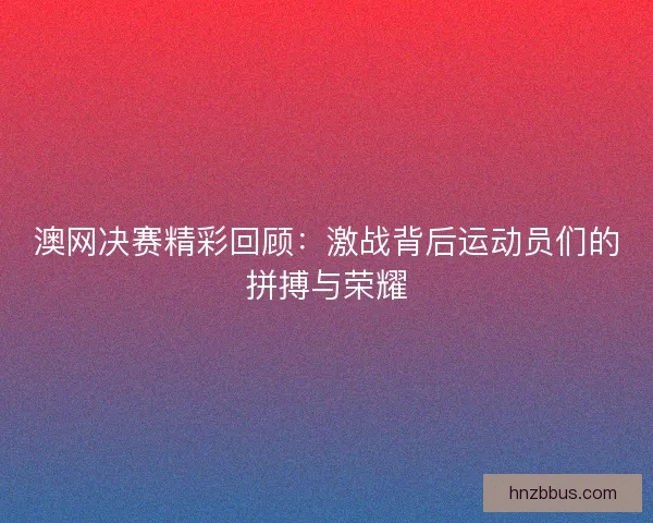 澳网决赛精彩回顾：激战背后运动员们的拼搏与荣耀